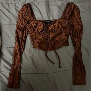 Burnt Orange Glitter Top ✨